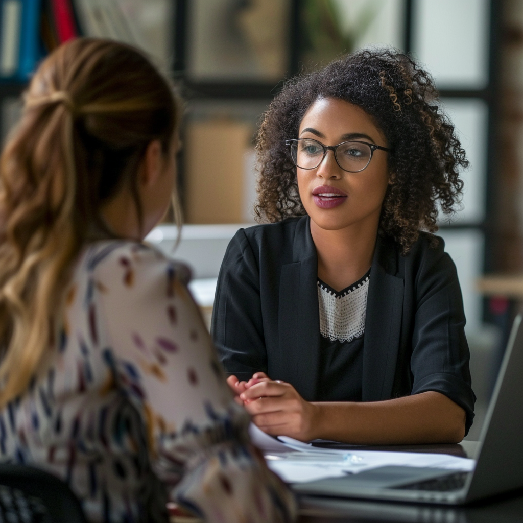 une femme discute avec sa manager sur sa situation d'aidante