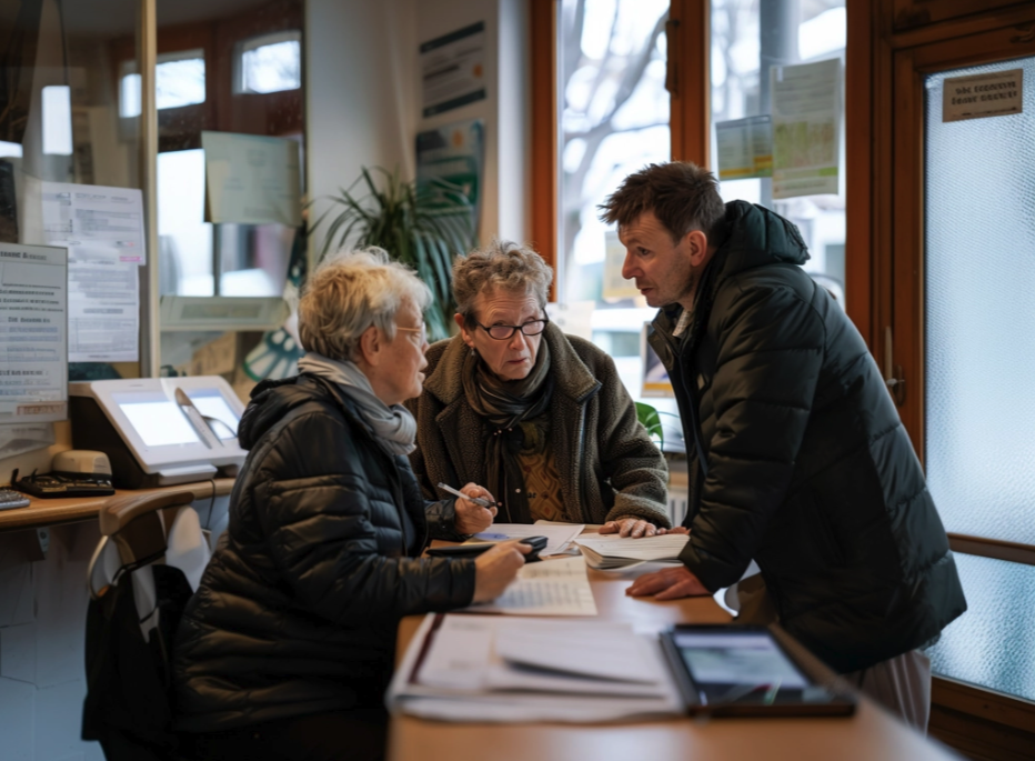 Une femme âgée et son aidante consultent un dispositif d'appui à la coordination