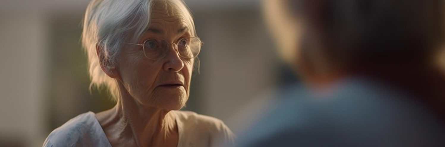 Une dame âgée atteinte de la maladie d'Alzheimer et son aidant